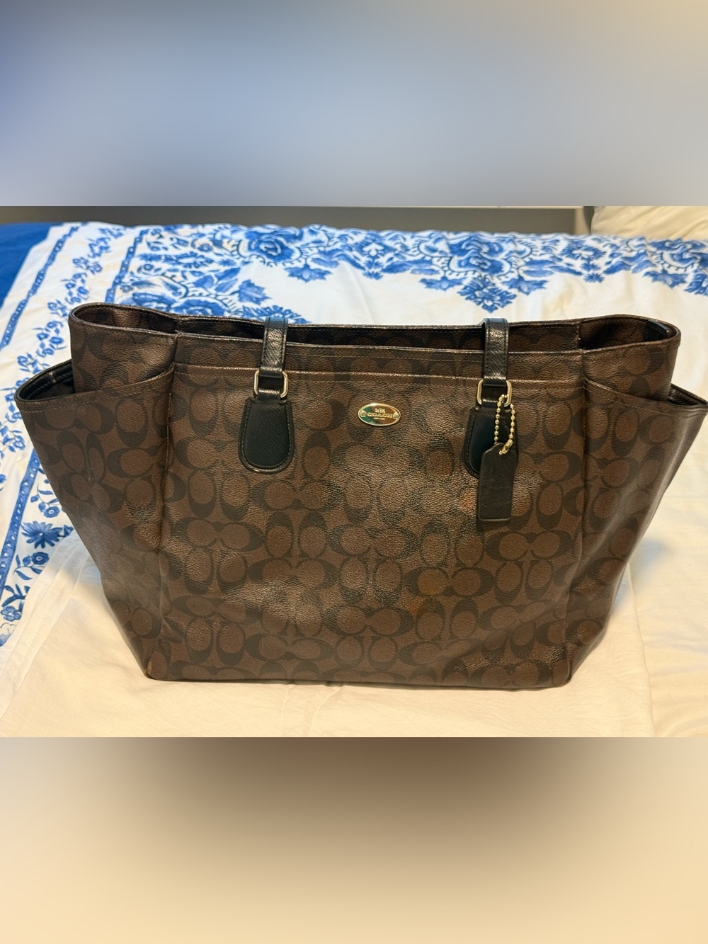 Coach Brown/Black Signature Canvas Tote